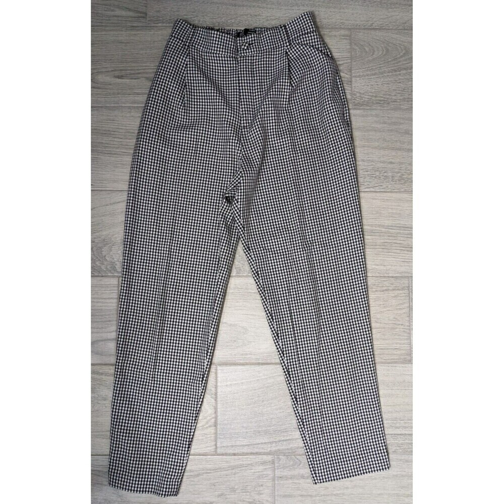 ZARA Women’s Seersucker Paper bag Pants Size Medium Stretch Stripe Mid Rise N68